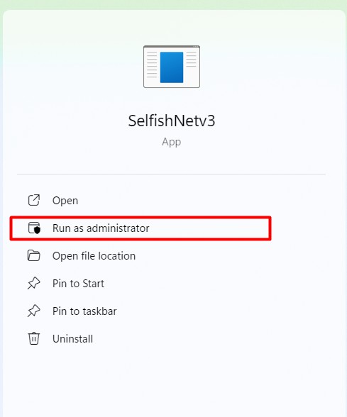تحميل 2026 SelfishNet v3.1: تحكَّم بسرعة الإنترنت على المتصلين بالشبكة 7 Run SelfishNetV3 Windows 11